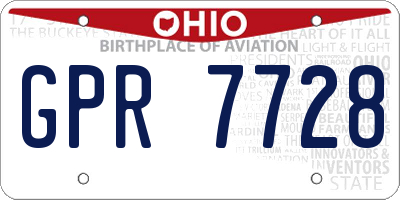 OH license plate GPR7728