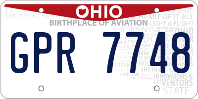 OH license plate GPR7748