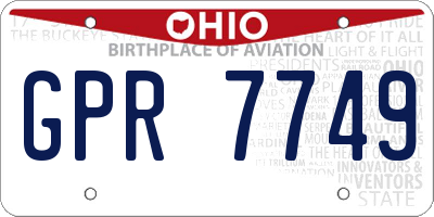 OH license plate GPR7749