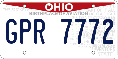OH license plate GPR7772