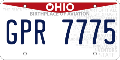 OH license plate GPR7775