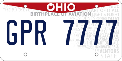 OH license plate GPR7777