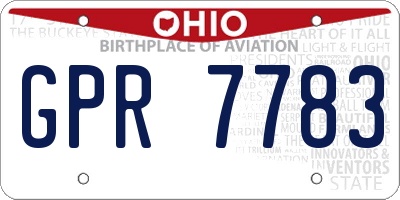 OH license plate GPR7783