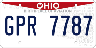 OH license plate GPR7787
