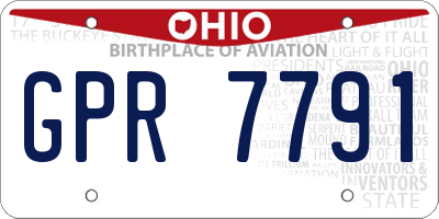 OH license plate GPR7791