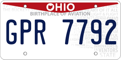 OH license plate GPR7792