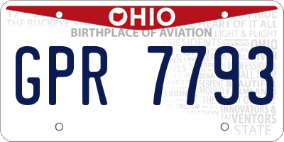 OH license plate GPR7793