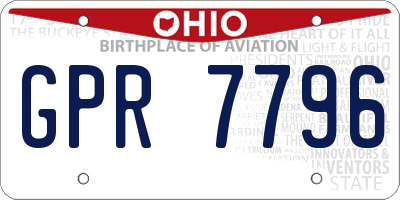 OH license plate GPR7796