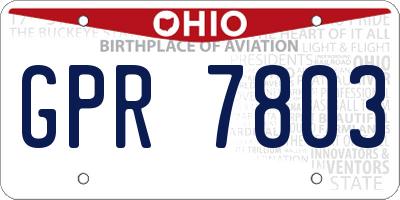 OH license plate GPR7803