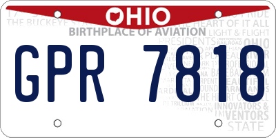 OH license plate GPR7818