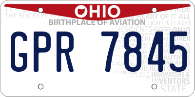 OH license plate GPR7845