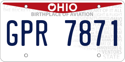 OH license plate GPR7871