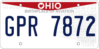 OH license plate GPR7872