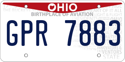 OH license plate GPR7883