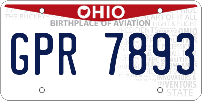 OH license plate GPR7893