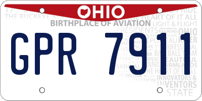 OH license plate GPR7911
