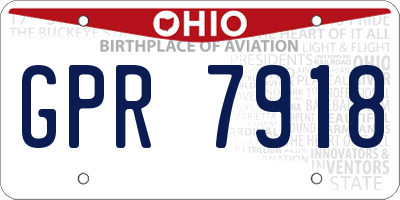 OH license plate GPR7918