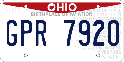 OH license plate GPR7920