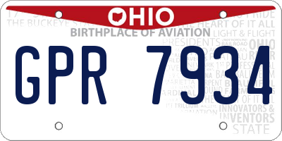 OH license plate GPR7934