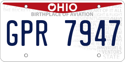 OH license plate GPR7947