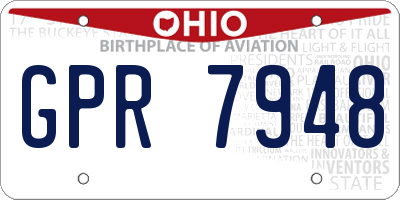 OH license plate GPR7948