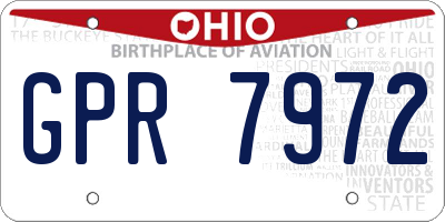 OH license plate GPR7972