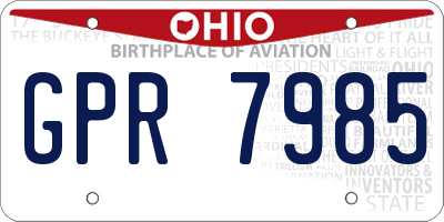 OH license plate GPR7985
