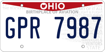 OH license plate GPR7987
