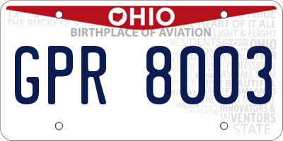 OH license plate GPR8003