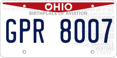 OH license plate GPR8007