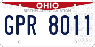 OH license plate GPR8011