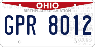 OH license plate GPR8012