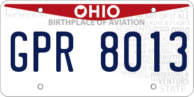OH license plate GPR8013
