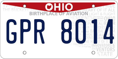 OH license plate GPR8014