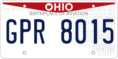 OH license plate GPR8015