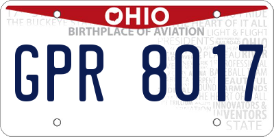 OH license plate GPR8017