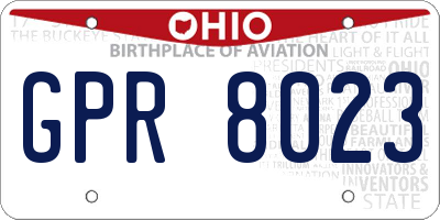 OH license plate GPR8023