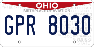 OH license plate GPR8030