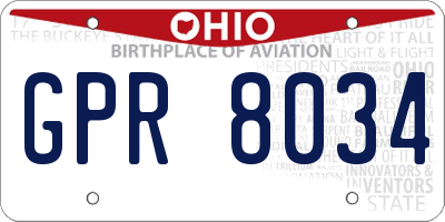 OH license plate GPR8034