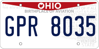 OH license plate GPR8035