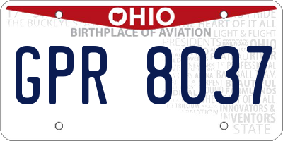 OH license plate GPR8037