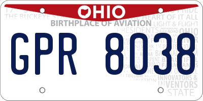 OH license plate GPR8038