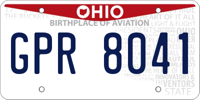 OH license plate GPR8041