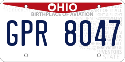 OH license plate GPR8047
