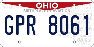 OH license plate GPR8061