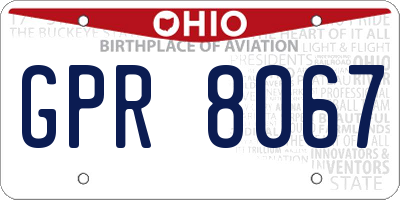 OH license plate GPR8067