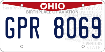 OH license plate GPR8069