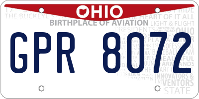 OH license plate GPR8072
