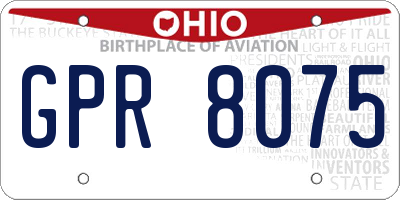 OH license plate GPR8075