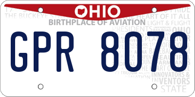OH license plate GPR8078